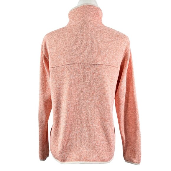 Eddie Bauer Orange White French Terry Snap Collar Sweatshirt Side Pockets Cozy - Picture 2 of 8